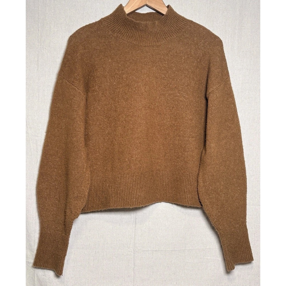 & Other Stories Sweater XS Mock Neck Wool Blend Cropped Dropped Shoulder Fall